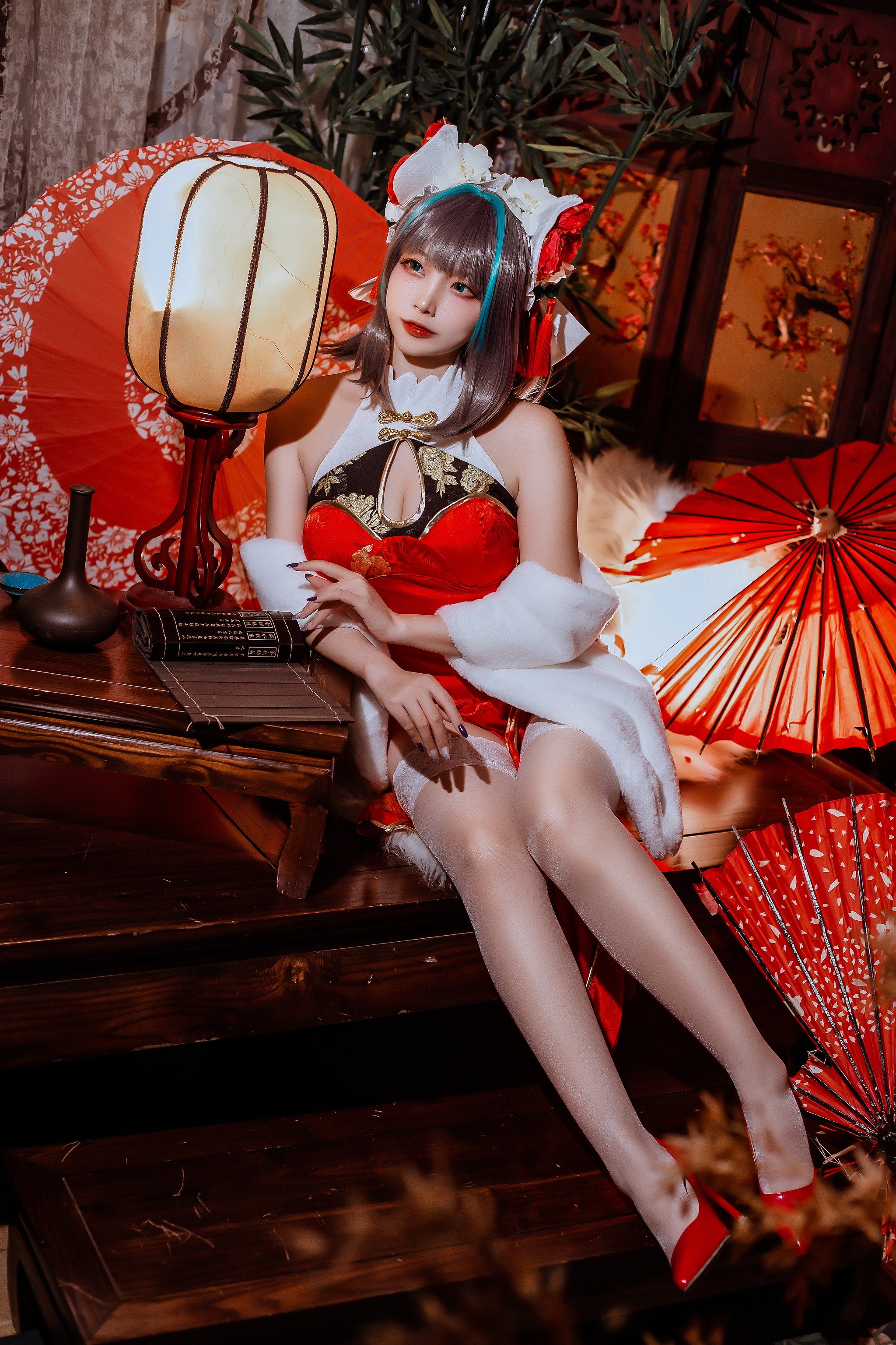图片[1]-二佐Nisa – NO.157 碧蓝柴郡旗袍[32P]-XikXak